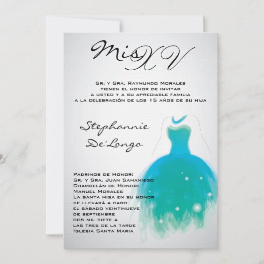 5x7ティール（緑がかった色）の服のキンセアニェラの誕生日の招待状 招待状 (正面)