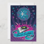 5x7ティール（緑がかった色）DJスピンターンテーブル16誕生日招待状 招待状 (裏面)