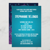 5x7ティール（緑がかった色）DJスピンターンテーブル16誕生日招待状 招待状 (正面/裏面)