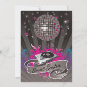 5x7ティール(緑がかった色)DJスピンターンテーブル16誕生日招待状 招待状 (裏面)