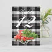 5x7テーブル番号カードクリスマストラックバッファロplaidブラ 招待状 (スタンド正面)