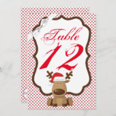 5x7テーブル番号カードトナカイのクリスマスクリスマスポルク 招待状 (正面/裏面)