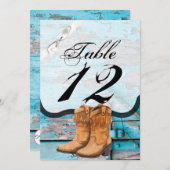 5x7テーブル番号カードブルーウッドバーンドアブーツ 招待状 (正面/裏面)