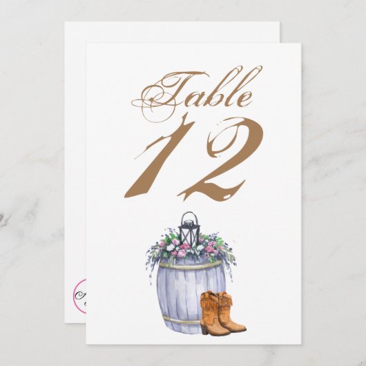 5x7テーブル番号カード夏の国ウェディングルスティ 招待状 (正面/裏面)