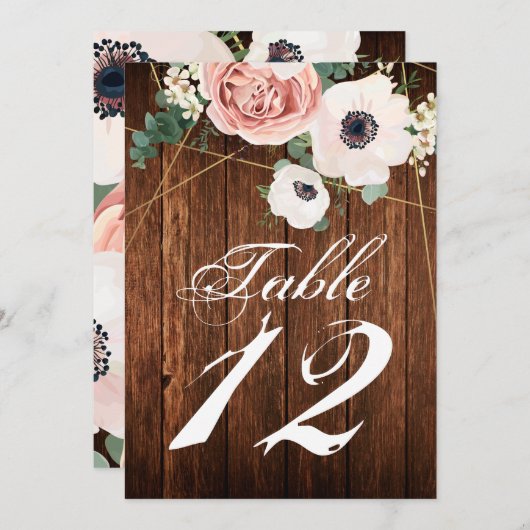 5x7テーブル番号カード幾何ガーデンバラバーン 招待状 (正面/裏面)