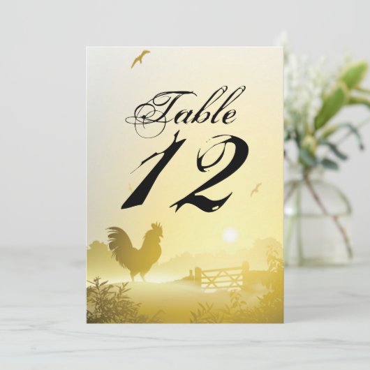 5x7テーブル番号カード日当たりの良いモーニングファームカントリーR 招待状 (スタンド正面)