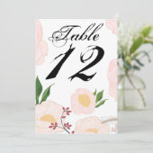 5x7テーブル番号カード白いフローラ花オンWhit 招待状 (スタンド正面)