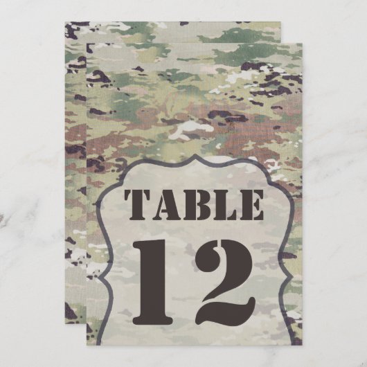 5x7テーブル番号カード軍OCP迷彩柄ユニフォームCamofl 招待状 (正面/裏面)