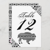 5x7テーブル番号カードBoho Buffaloトライバルパターン 招待状 (正面/裏面)