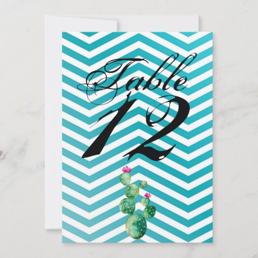 5x7テーブル番号カードBoho Cacti Cactus Succulent 招待状 (正面)