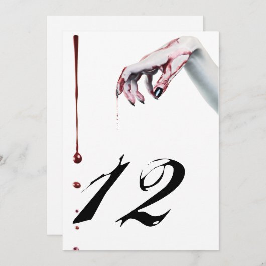 5x7テーブル·ナンバー·カードゾンビ血滴吸血鬼Go 招待状 (正面/裏面)