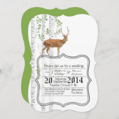 5x7ディアドードウッドランドバックラベルウェディング招待状 招待状 (正面/裏面)