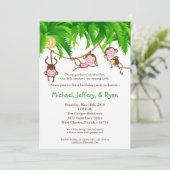 5x7トリプレットモンキーJungl誕生日パーティーの招待 招待状 (スタンド正面)