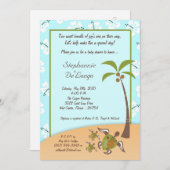 5x7トロピカルタートルママTWINSシャワー招待状 招待状 (正面/裏面)