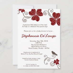 5x7トロピカルルアウ（ハワイ式宴会）フラワーベビーシャワー招待状 招待状