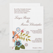 5x7トロピカルルアウ フラワー リネン 結婚式招待状 招待状 (正面/裏面)