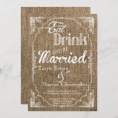5x7ドリン食べクBe Burlap結婚した結婚式招待状 招待状 (正面/裏面)