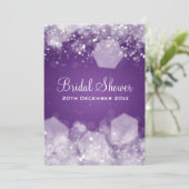5x7ナイトパープきらめくルエレガントブライダルシャワー 招待状 (スタンド正面)