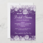 5x7ナイトパープきらめくルエレガントブライダルシャワー 招待状 (裏面)