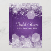 5x7ナイトパープきらめくルエレガントブライダルシャワー 招待状 (正面/裏面)