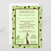 5x7ニュートグリーンマムキャリッジベビーシャワー招待状 招待状 (正面/裏面)