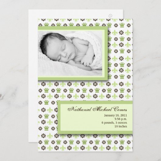 5x7ニュートラルフルーアDe Li写真誕生のお知らせ 案内状 (正面/裏面)