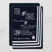 5x7ネイビーサマードレスブルー結婚式招待状 招待状 (正面/裏面)