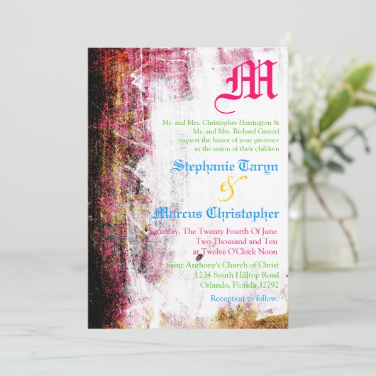 5x7ネオンスクラッグランジチカラー結婚式招待状 招待状 (スタンド正面)