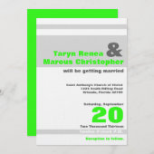 5x7ネオンモダングリーンストライプ結婚式招待状 招待状 (正面/裏面)