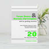 5x7ネオンモダングリーンストライプ結婚式招待状 招待状 (スタンド正面)