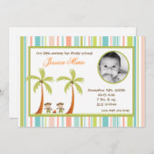 5x7ハワイのルアウ(ハワイ式宴会)は写真の誕生の発表をまねます 案内状 (正面/裏面)