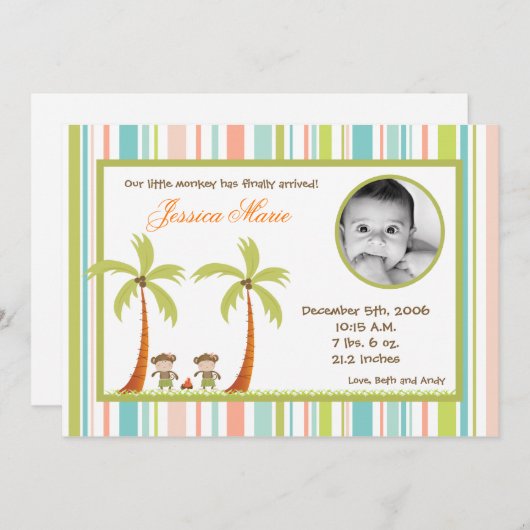 5x7ハワイのルアウ(ハワイ式宴会)は写真の誕生の発表をまねます 案内状 (正面/裏面)