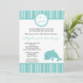 5x7ハワイの海のイルカのベビーシャワーの招待状 招待状 (スタンド正面)