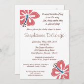 5x7ハワイアンハイビスカスフラワーベビーシャワー招待状 招待状 (正面/裏面)