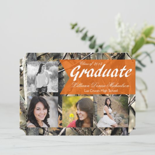 5x7ハンターの迷彩柄のカムフラージュの先輩の発表 案内状 (スタンド正面)