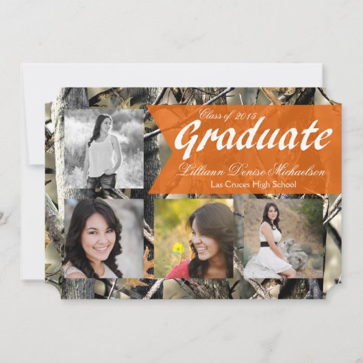 5x7ハンターの迷彩柄のカムフラージュの先輩の発表 案内状 (正面)