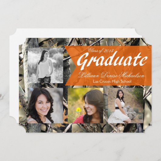 5x7ハンターの迷彩柄のカムフラージュの先輩の発表 案内状 (正面/裏面)