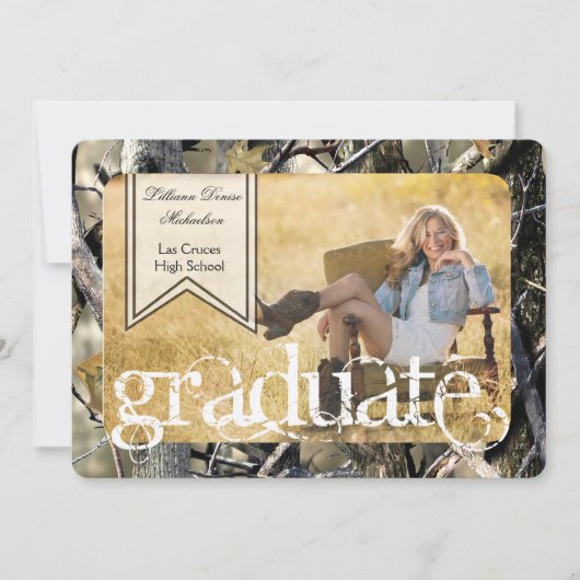 5x7ハンターの迷彩柄のカムフラージュの先輩の発表 案内状 (正面)