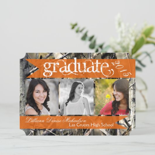 5x7ハンターの迷彩柄のカムフラージュの先輩の発表 案内状 (スタンド正面)