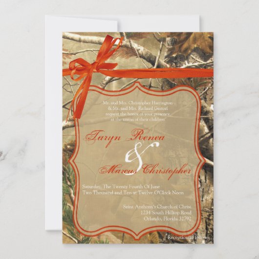 5x7ハンターズカモフルージ迷彩柄結婚式招待状 招待状 (正面)