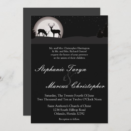 5x7ハンターズムーンディアバックドゥ結婚式招待状 招待状 (正面/裏面)