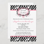 5x7バタフライゼブラ印刷誕生日パーツ招待状 招待状 (正面/裏面)