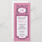 5x7バタフライフローラスウィート16誕生日招待状 招待状 (正面/裏面)