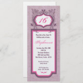 5x7バタフライフローラスウィート16誕生日招待状 招待状 (正面/裏面)