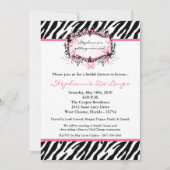 5x7バタフライZebra Print Bridal Shawer Invitation 招待状 (正面)