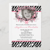 5x7バタフライZebraPrintフォト誕生日招待状 招待状 (正面/裏面)