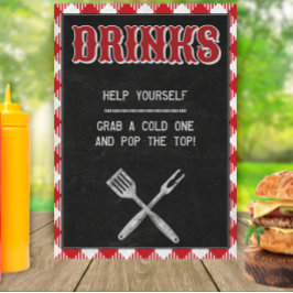 5x7バックヤードBBQ誕生日ドリンクテーブルサイン ポスター