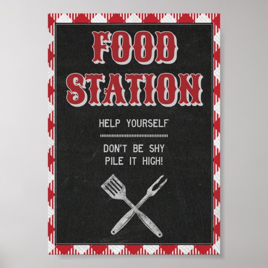5x7バックヤードBBQ誕生日フードステーションテーブルサイン ポスター (正面)