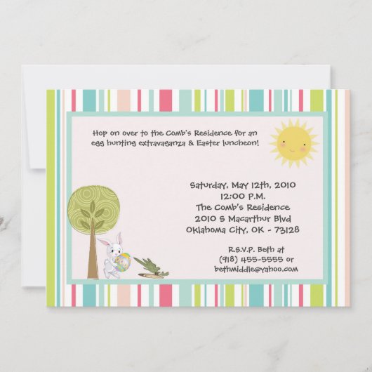 5x7バニーラビットエッグ狩りイースターランチ招待状 招待状 (正面)