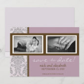 5X7バロック式の紫色かブラウンの2写真の保存日付 セーブザデート (正面/裏面)